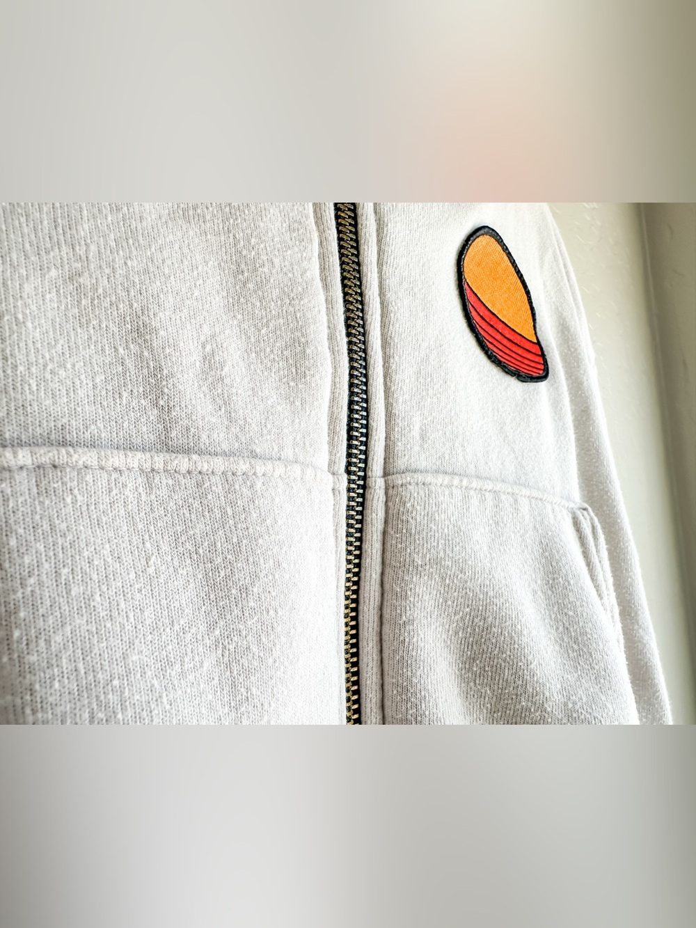 Aviator Nation Sunset Patch Cropped Zip Hoodie Vintage White Womens - XSmall - Picture 10 of 13